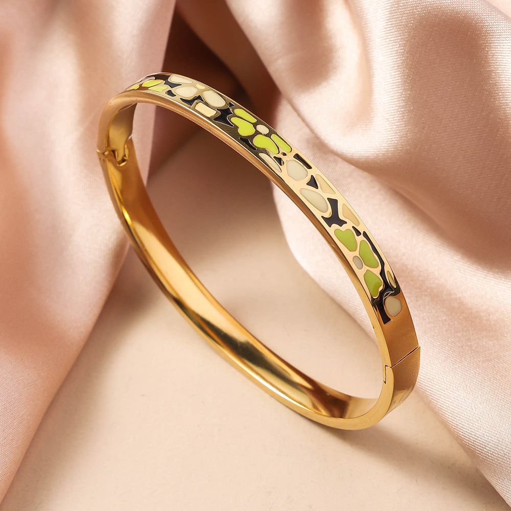 Wholesale Oil Drop Titanium Steel Enamel Bracelet ACC-BT-Ruif010