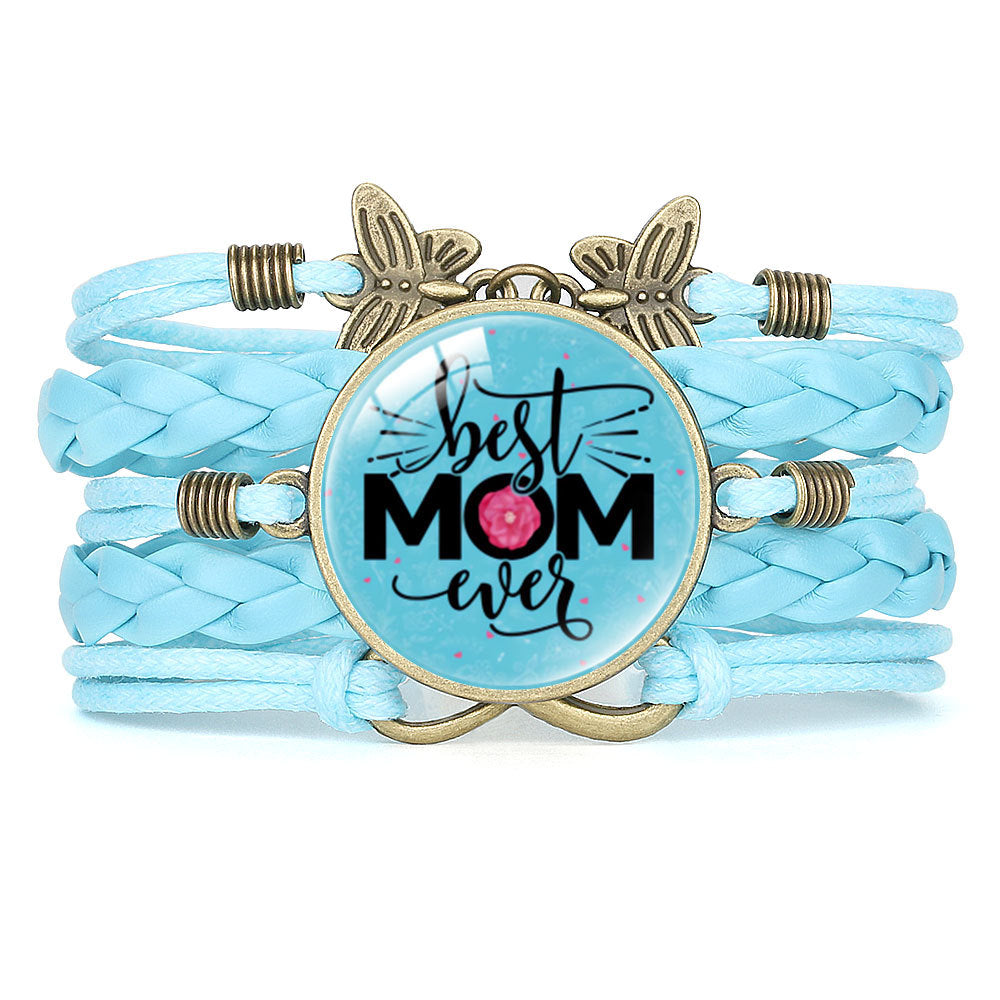 Wholesale Letter mom multi-layer braided leather bracelet