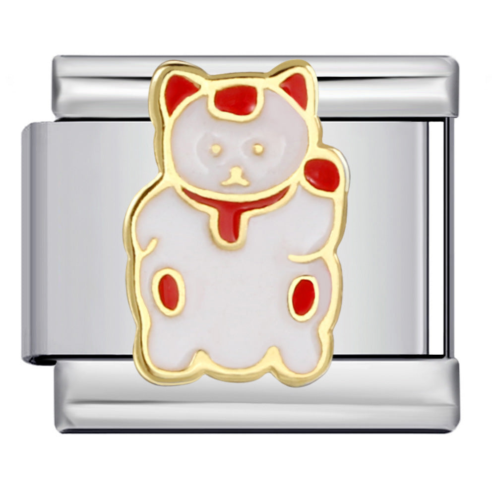 Wholesale  Italian Charm Bracelet 9mm DIY  welded dripping animal pattern Creative Stainless Steel Composable Bracelet