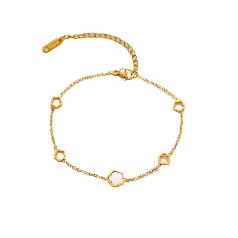 Wholesale Titanium Steel Fashion White Shell Small Flower Bracelet ACC-BT-KuCai008