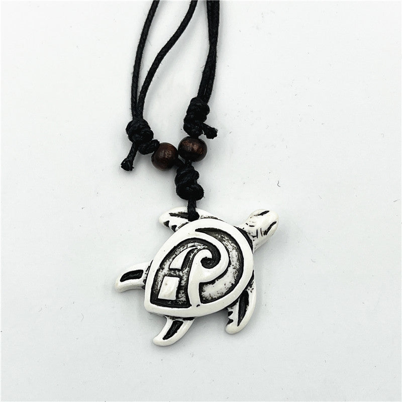 Wholesale Vintage Turtle Necklace Carved Turtle Pendant Resin Sweater Chain ACC-NE-ShuangDe001