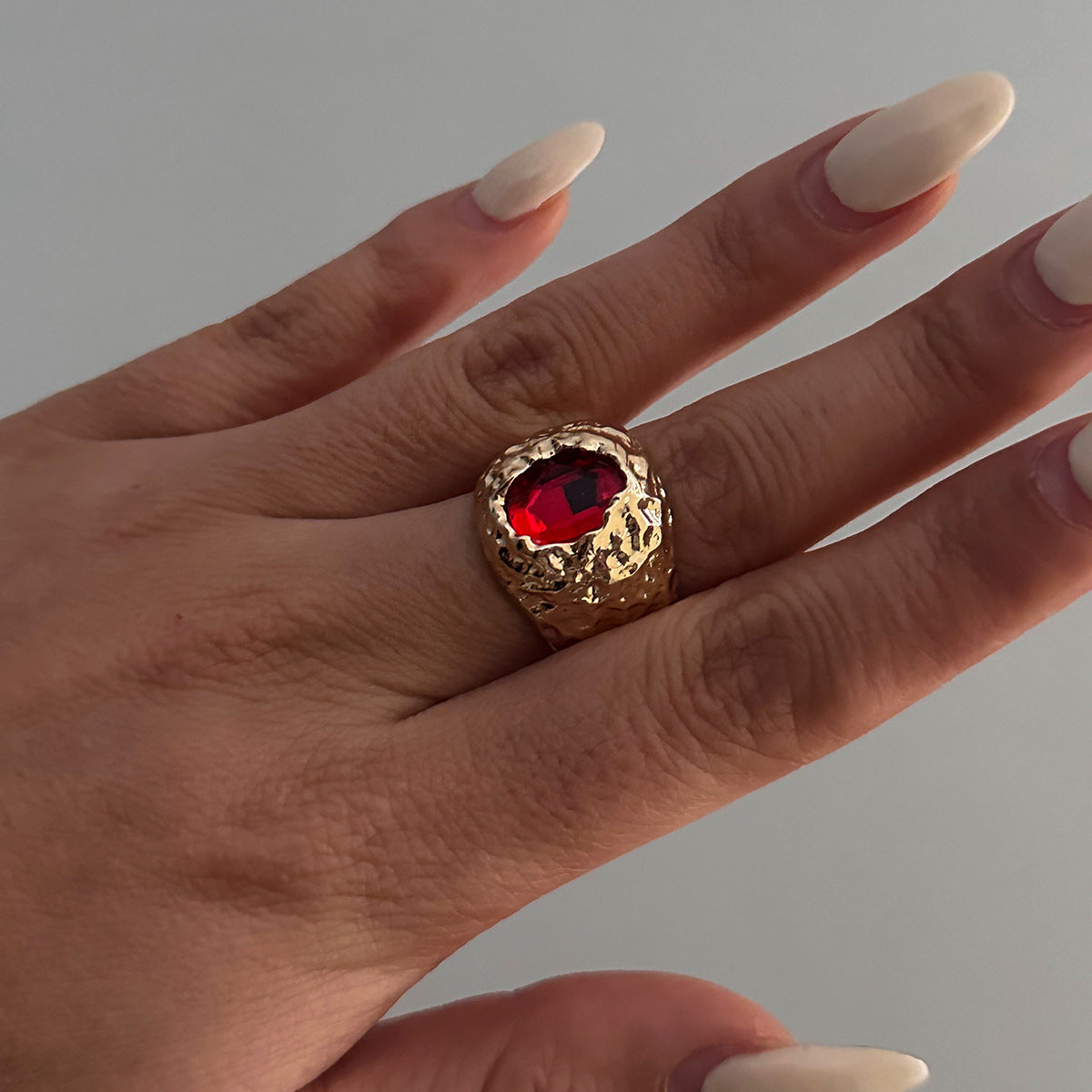 Wholesale Liquid alloy glossy geometric ring set