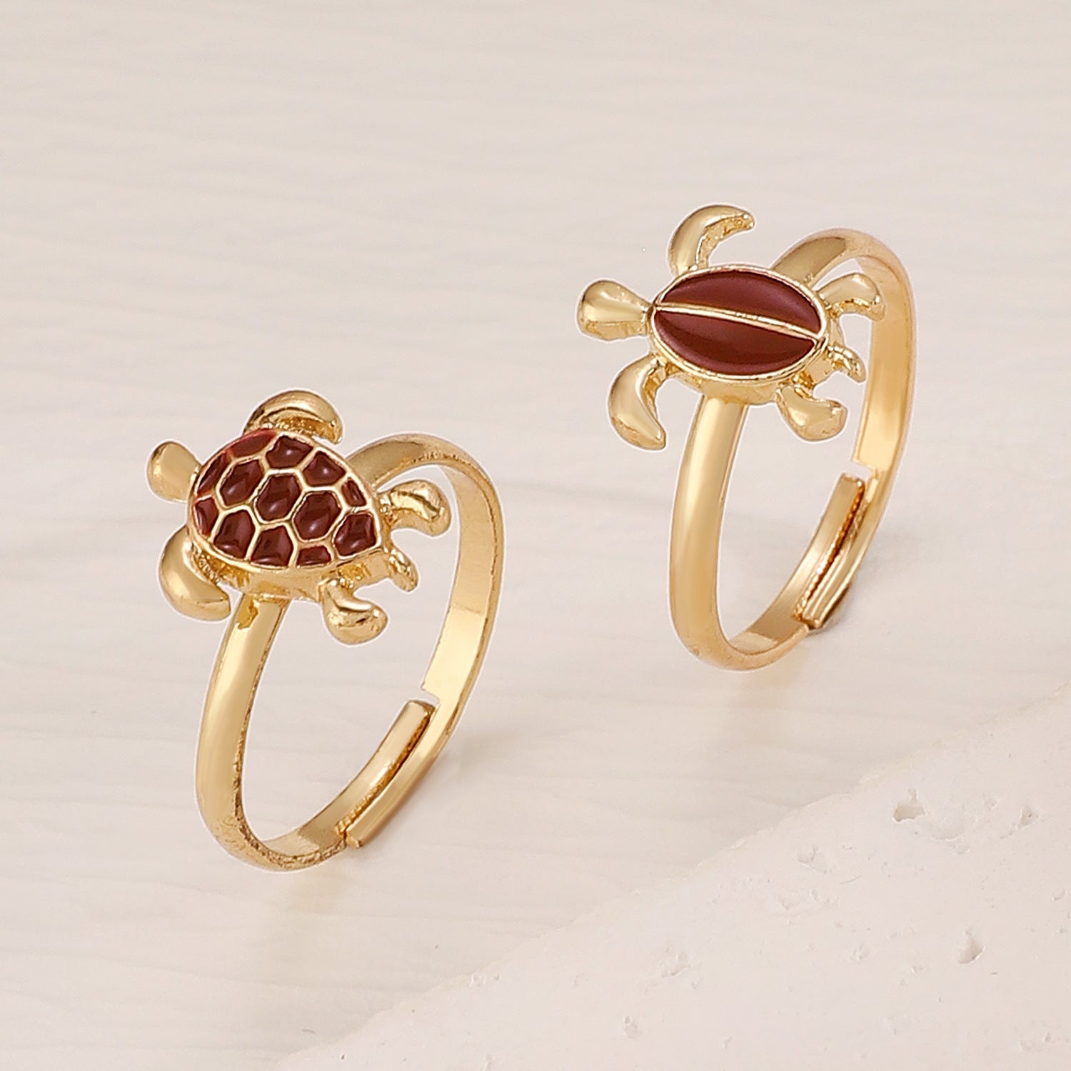 Wholesale Two Cute Turtles Stacked Rings