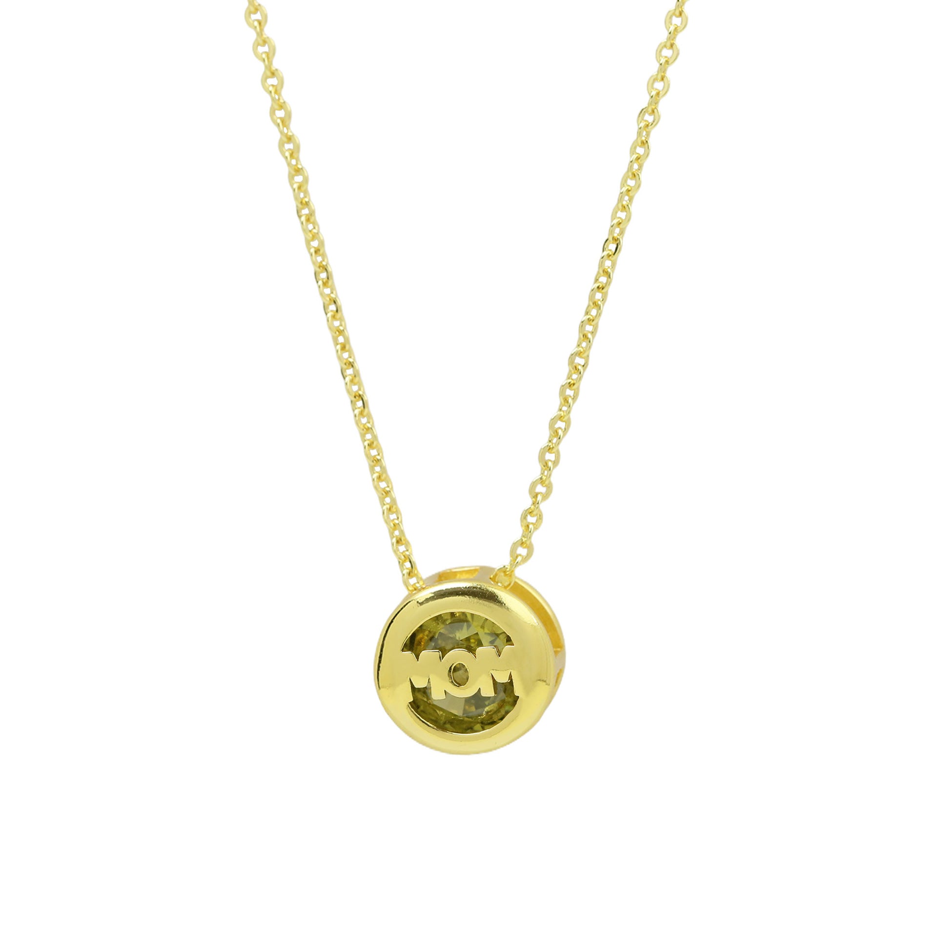 Wholesale Gold-Plated Brass " MOM"  Pendant with December Birthstone — Mother' s Day Gift