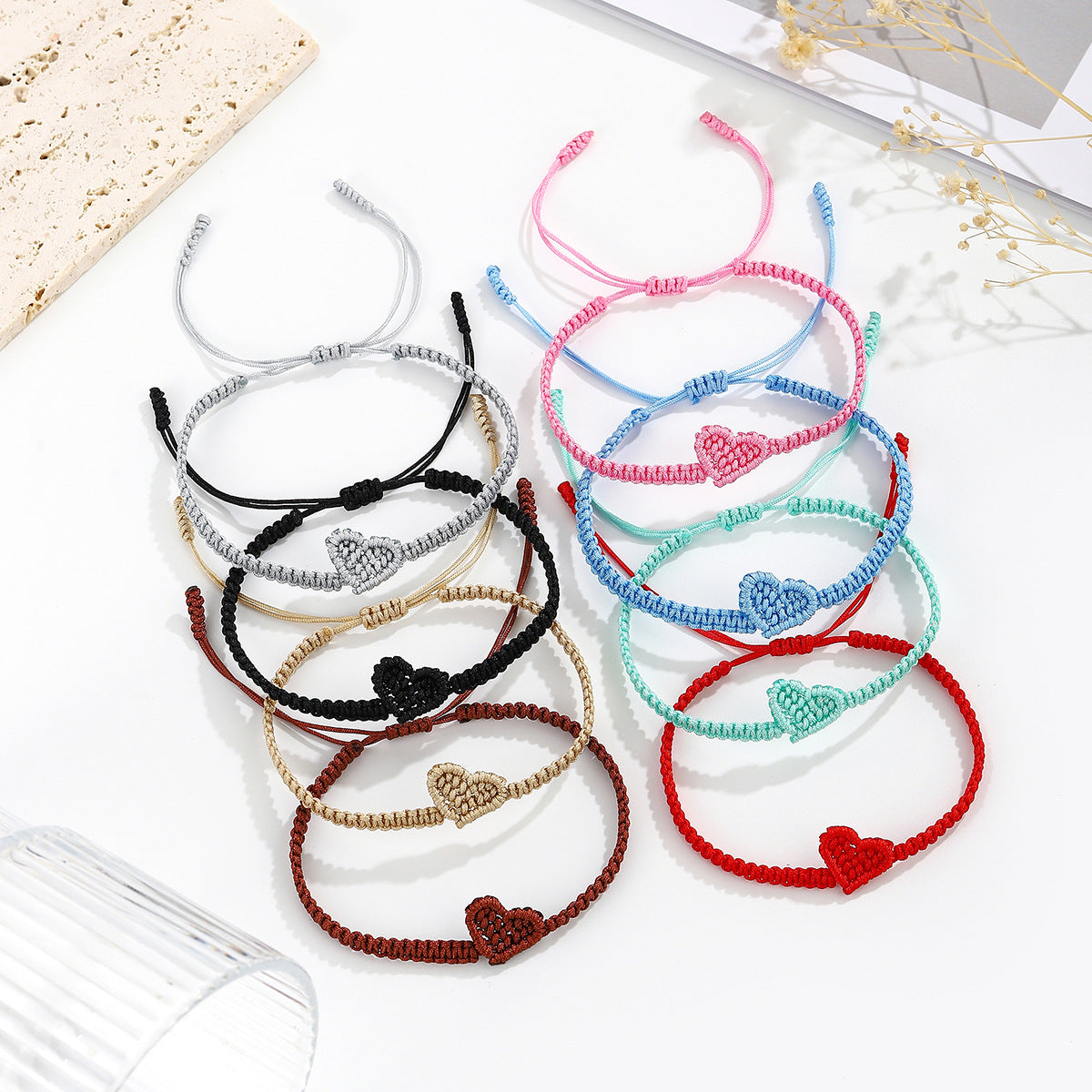 Wholesale Black Rope Handmade Woven Couple Bracelet Love Heart Design Jewelry Accessory For Valentine S Or Friendship Gift