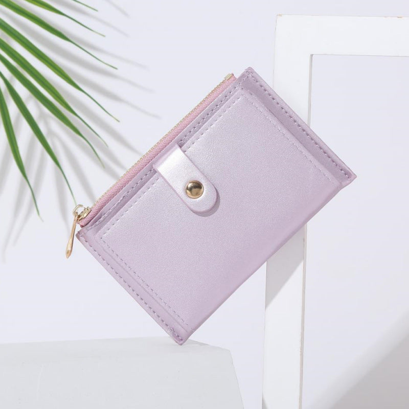 Wholesale Women S Multifunctional Card Holder And Coin Purse Solid Color PU Leather Sweet Chic Style For Everyday Use