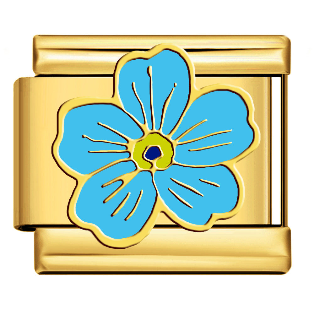 Wholesale   Italian Charm Bracelet 9mm DIY gold-plated oil-spliced Creative Stainless Steel Composable Bracelet