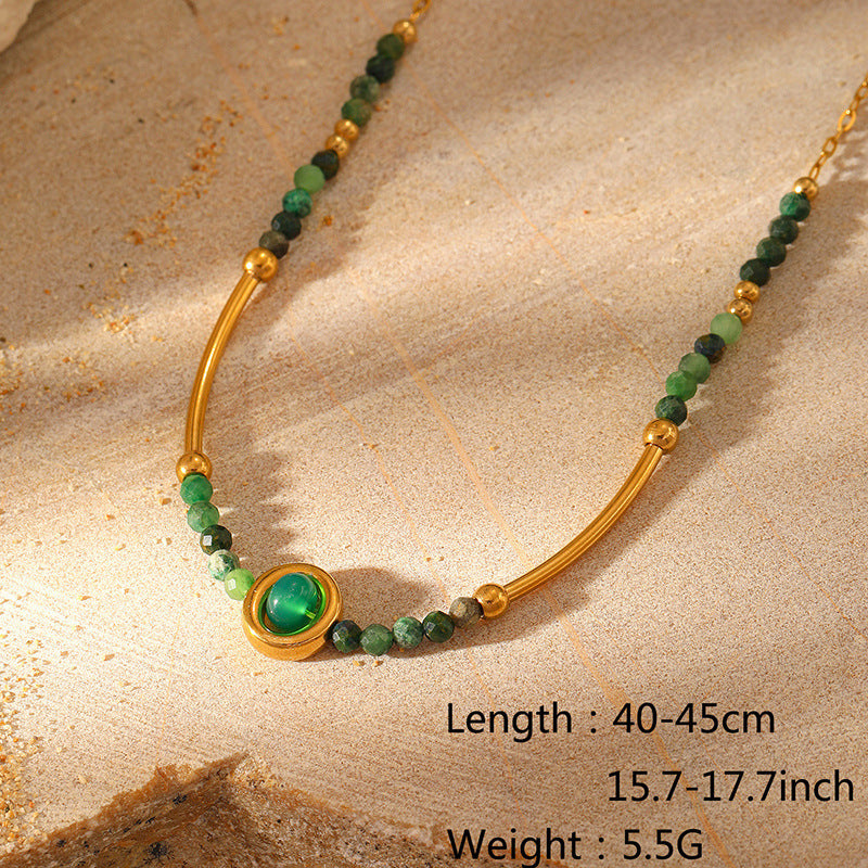 Wholesale Natural Stone Stainless Steel  Pendant Necklace