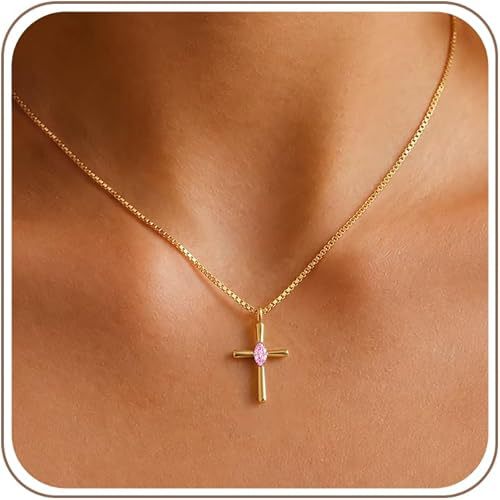 Wholesale Zodiac Birthstone Cross Pendant Necklace Stylish Fashion Accessory Boutique Resale Gift