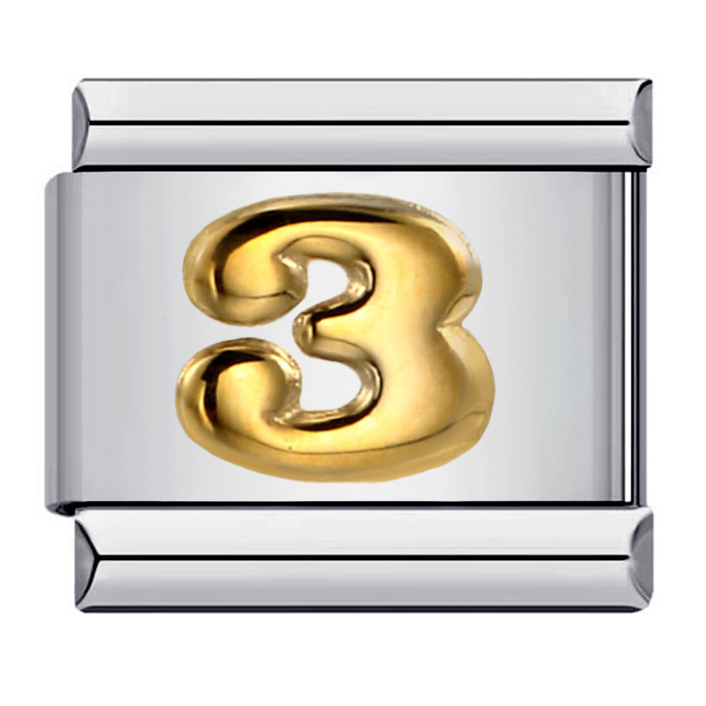 Wholesale Italian Charm Bracelet 9mm DIY Splicing Removable Arabic Numerals Stainless Steel Composable Bracelet