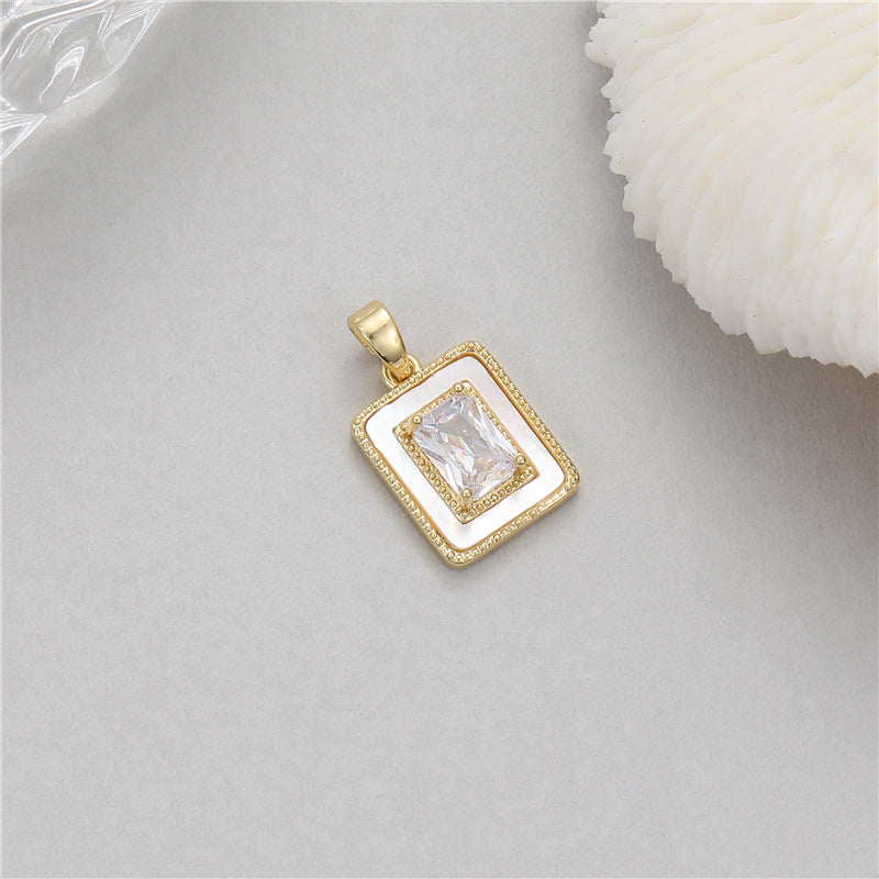 Wholesale Copper Pendant Inlaid with Turquoise Zircon and White Mother-of-Pearl