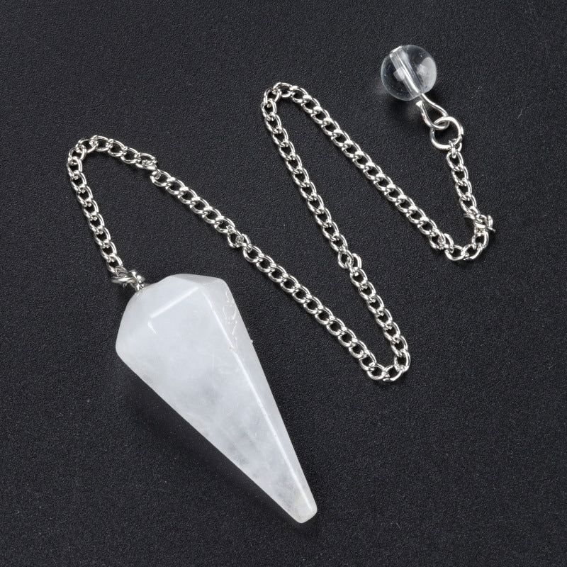 Wholesale 38mm swing natural crystal stone swing polished hexagonal column pendant