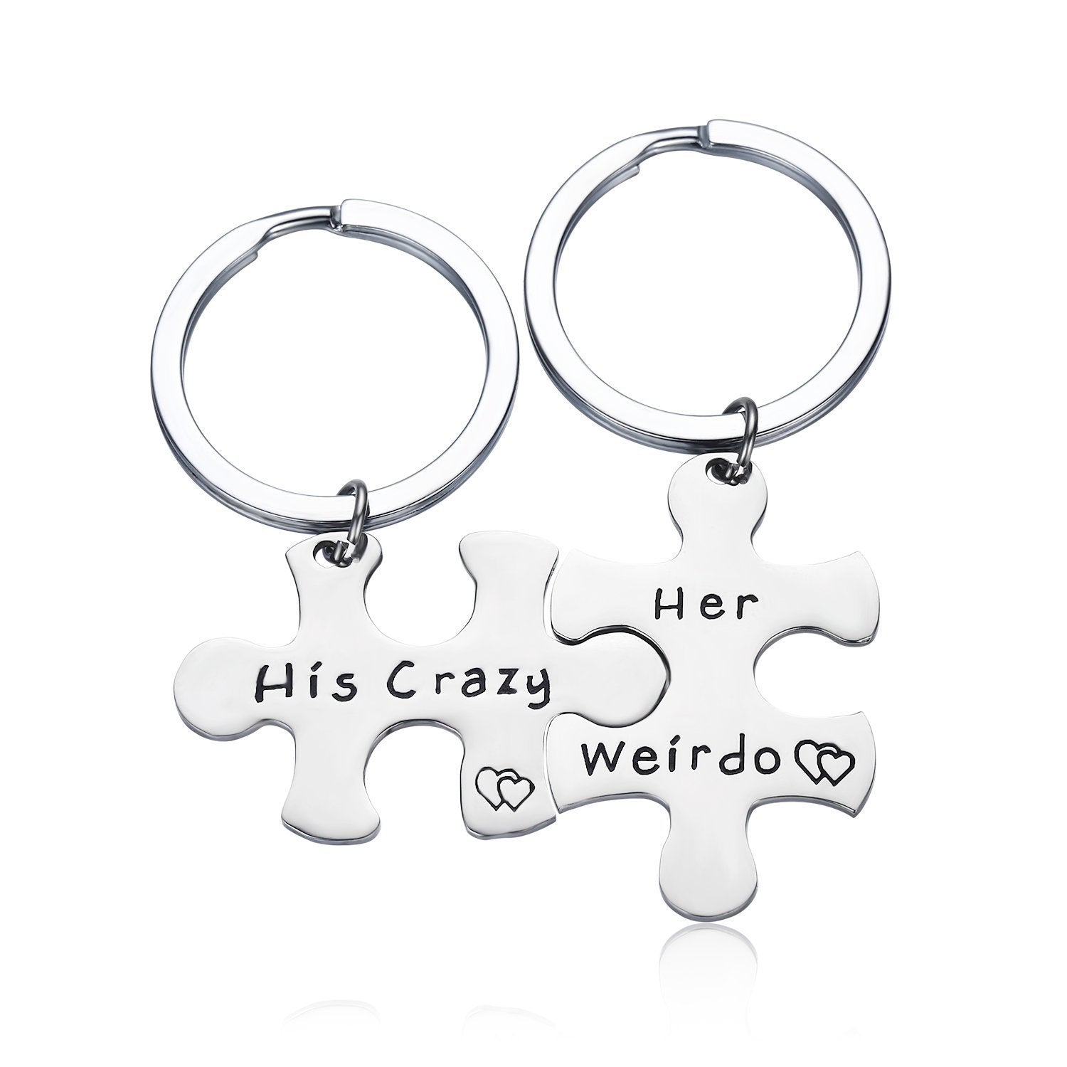 Wholesale Stainless Steel Puzzle Couple Keychain His Crazy Her Weirdo Gift Fashion Accessory