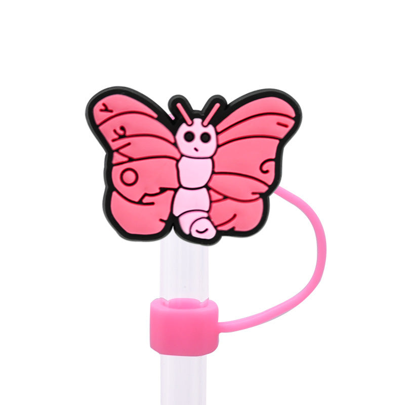 Wholesale Random 100pcs Fruit Series 8/10mm PVC Soft Straw Tube Cap