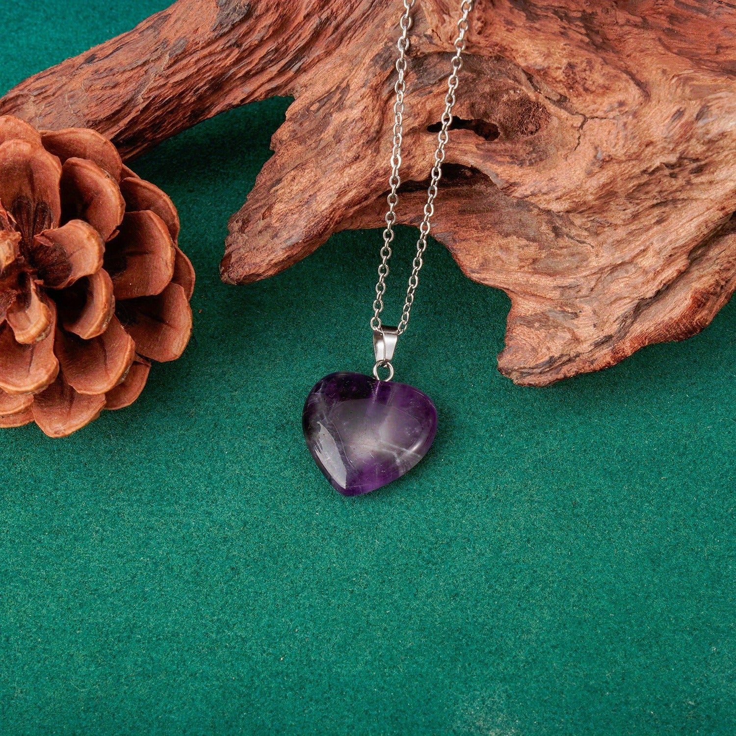 Wholesale Tree of Life Amethyst Heart Pendant Necklace Fashion Accessory Gift