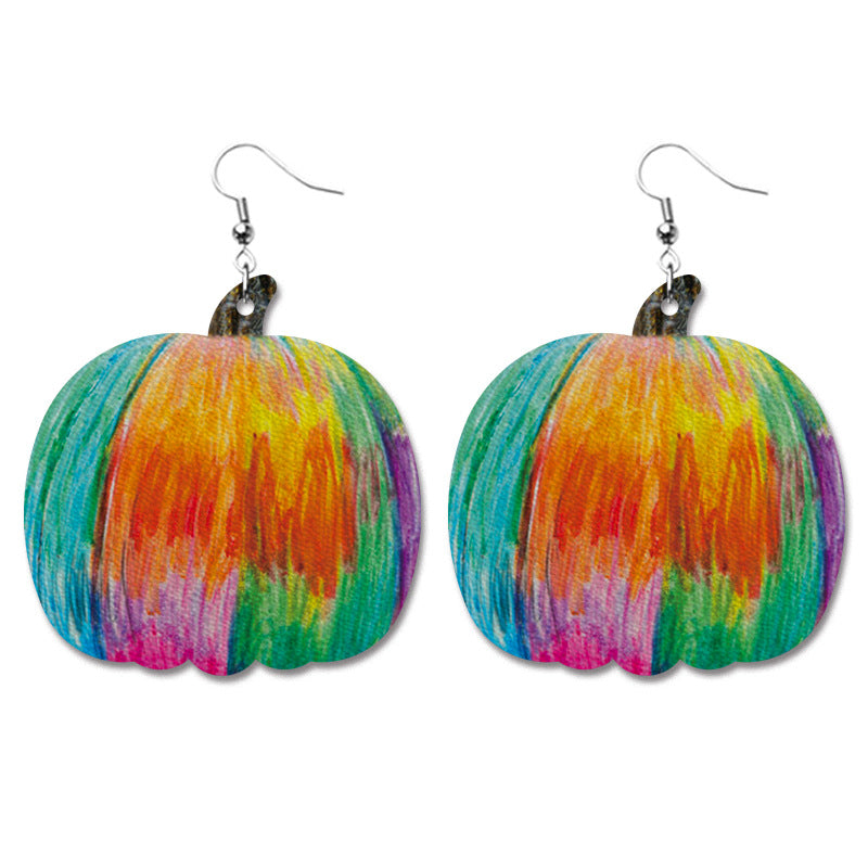 Wholesale  PU Leather Earrings Creative Pumpkin Bat Skull Heart Designs Chic Jewelry Accessory For Party Boutique Resale