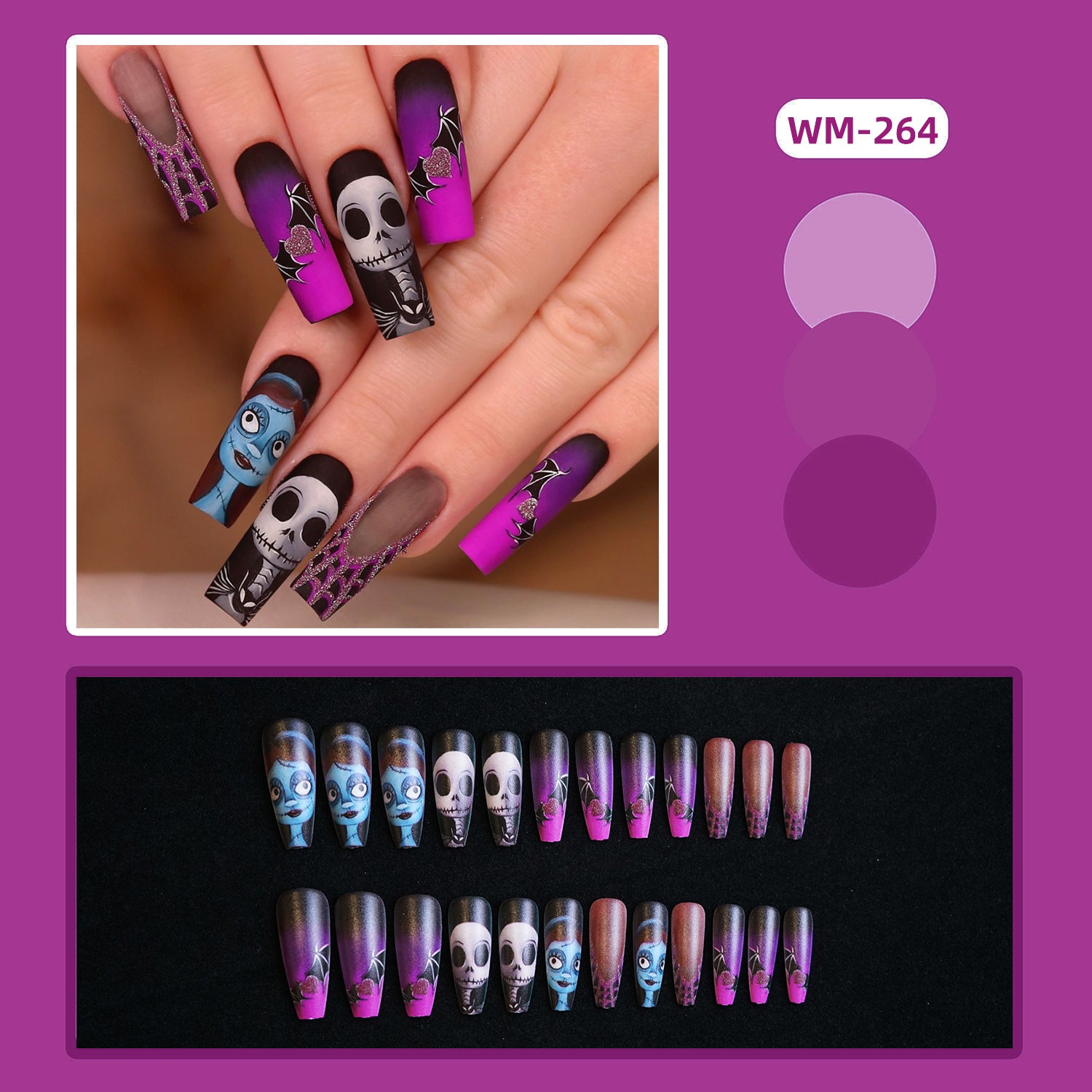 Wholesale 24 Pieces/ box  Corpse Bride Nails Kits Nail Stickers