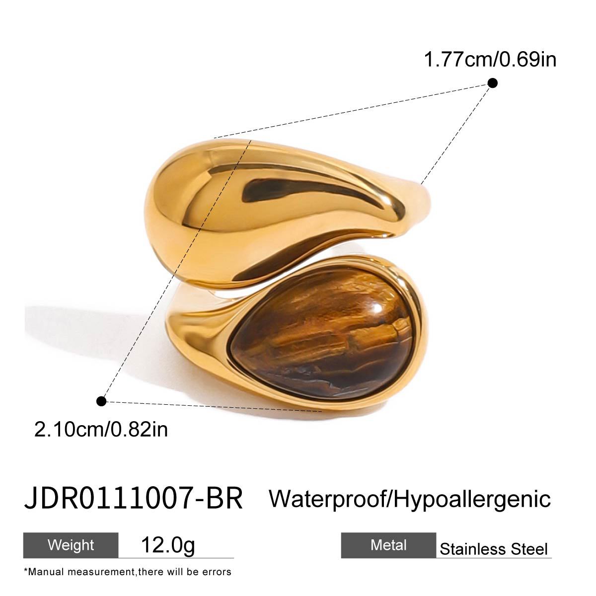 Wholesale Retro Titanium Steel Open Gemstone Ring