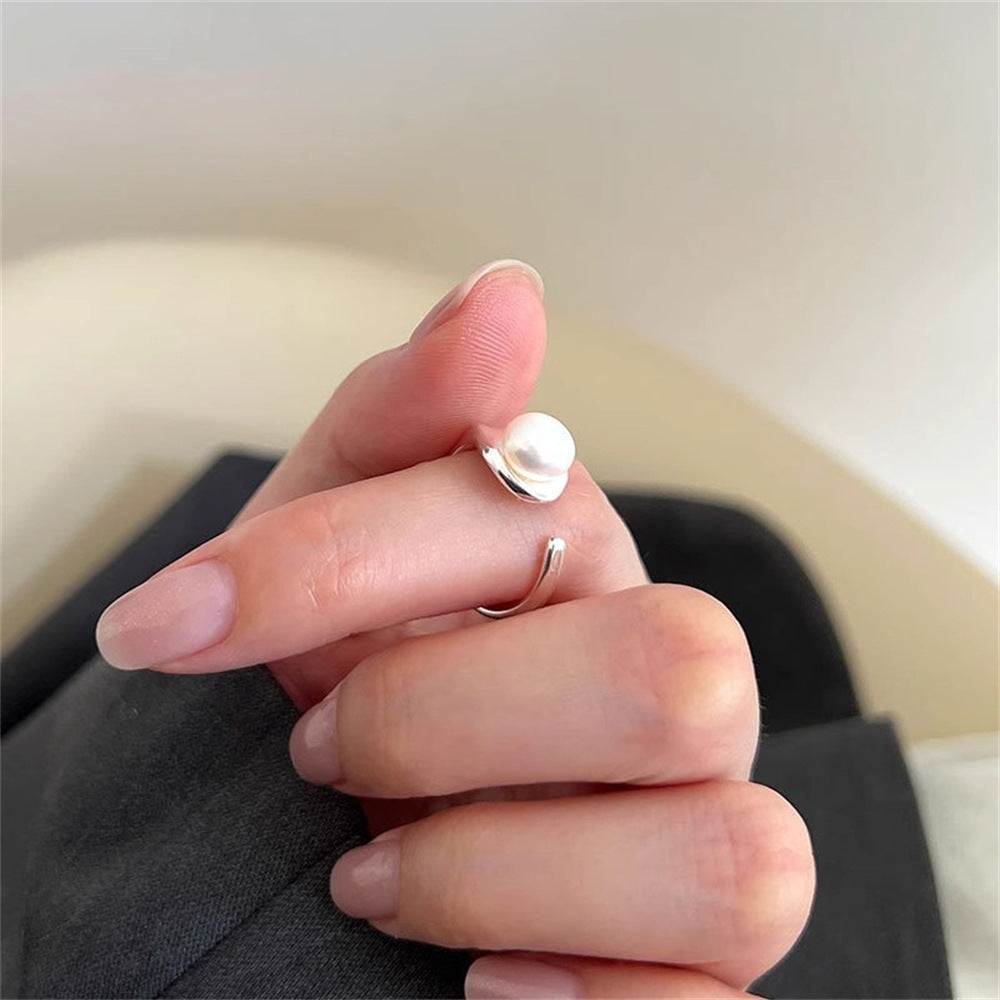 Wholesale 925 Silver Vintage Pearl Bow Plain Ring ACC-RS-Yues004