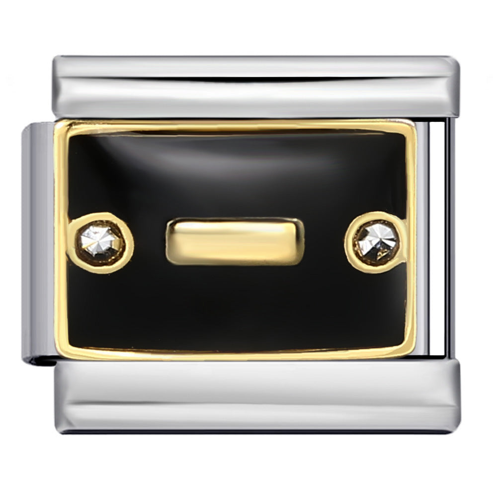 Wholesale Italian Charm Bracelet 9mm DIY Splicing Removable Black Lace Diamond Numbers Stainless Steel Composable Bracelet