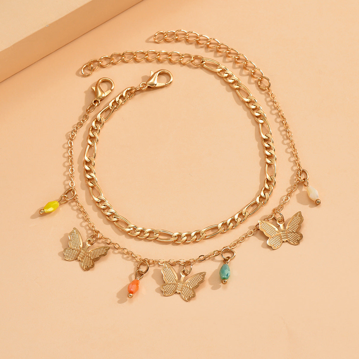 Wholesale colorful beaded alloy anklet