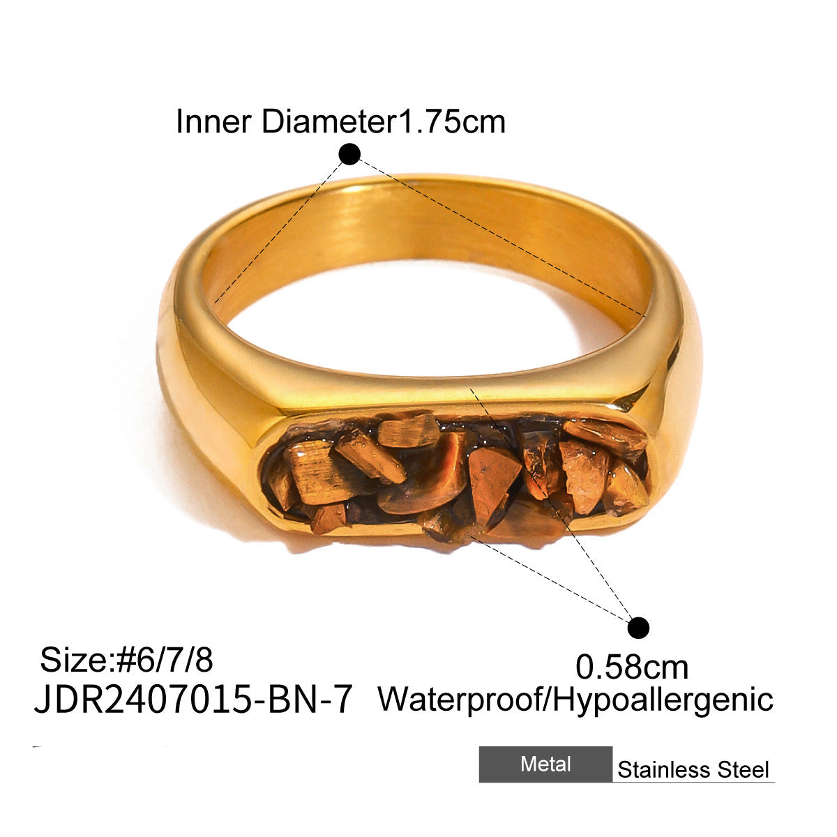 Wholesale Stainless Steel Tiger Eye Stone Ring