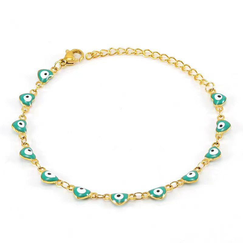 Wholesale 18K Titanium Steel Evil Eye Stainless Steel Heart Bracelet Necklaces ACC-BT-Zhongy004