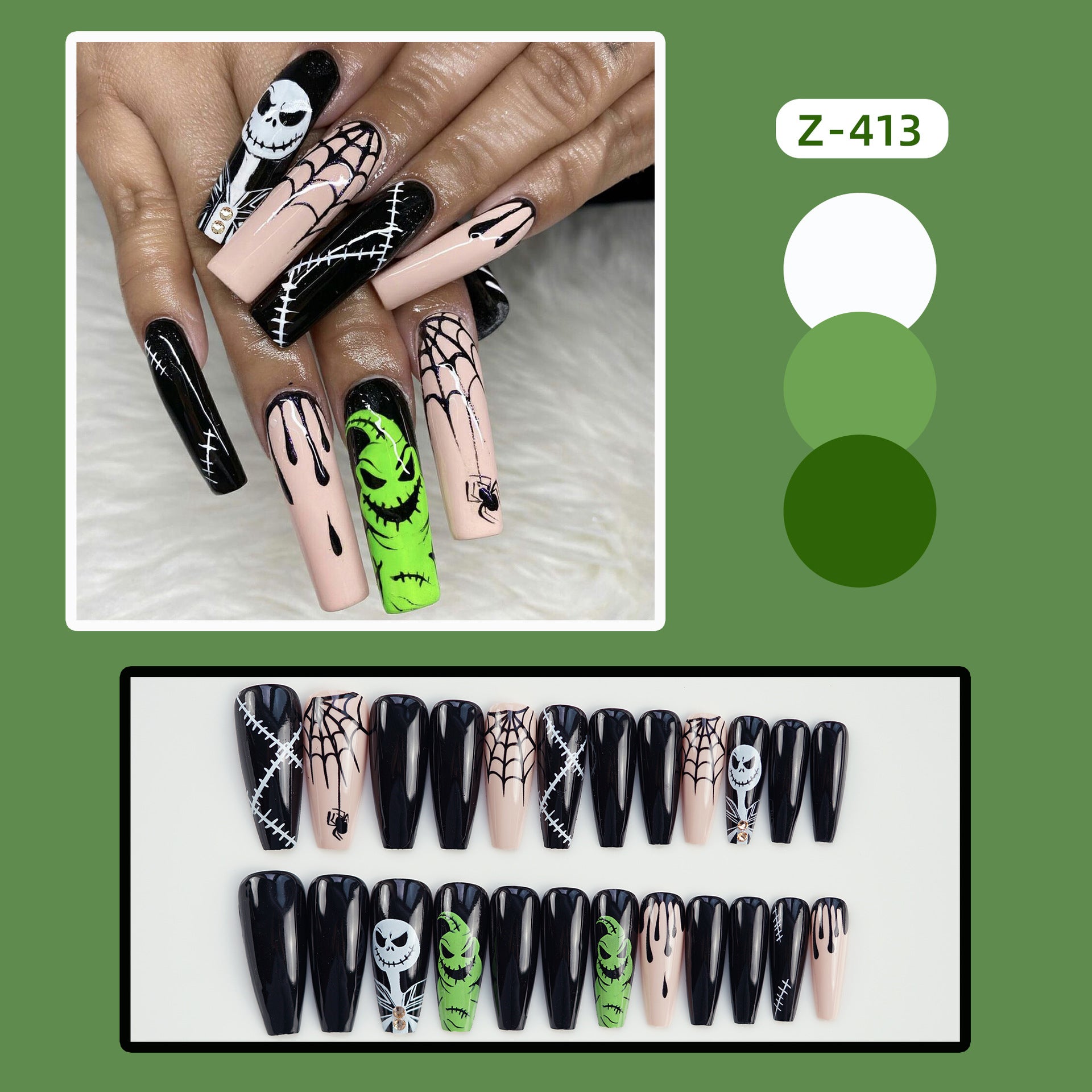 Wholesale 24 Pieces/ box  Black Nails Kits Nail Stickers