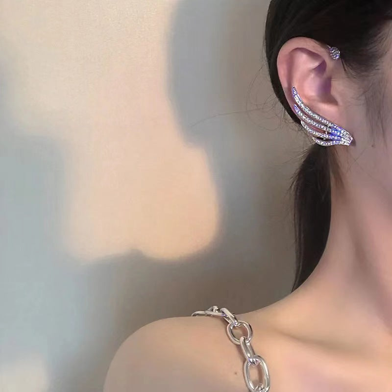 Wholesale Flash Diamond Wings Ear Clip Earrings