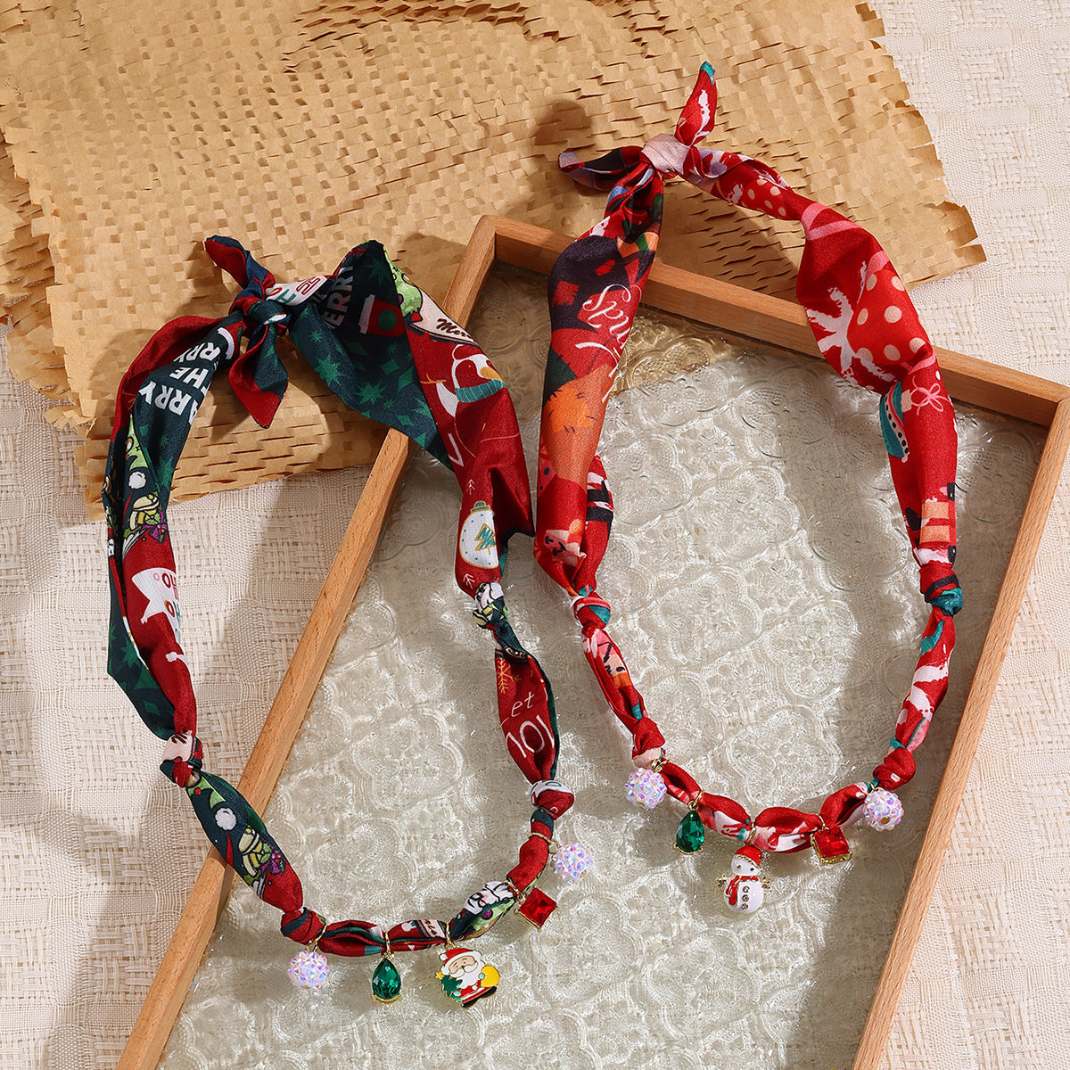 Wholesale Dopamine Color Silk f Necklace Light Luxury Fashion Christmas Bow Niche Silk f Necklace