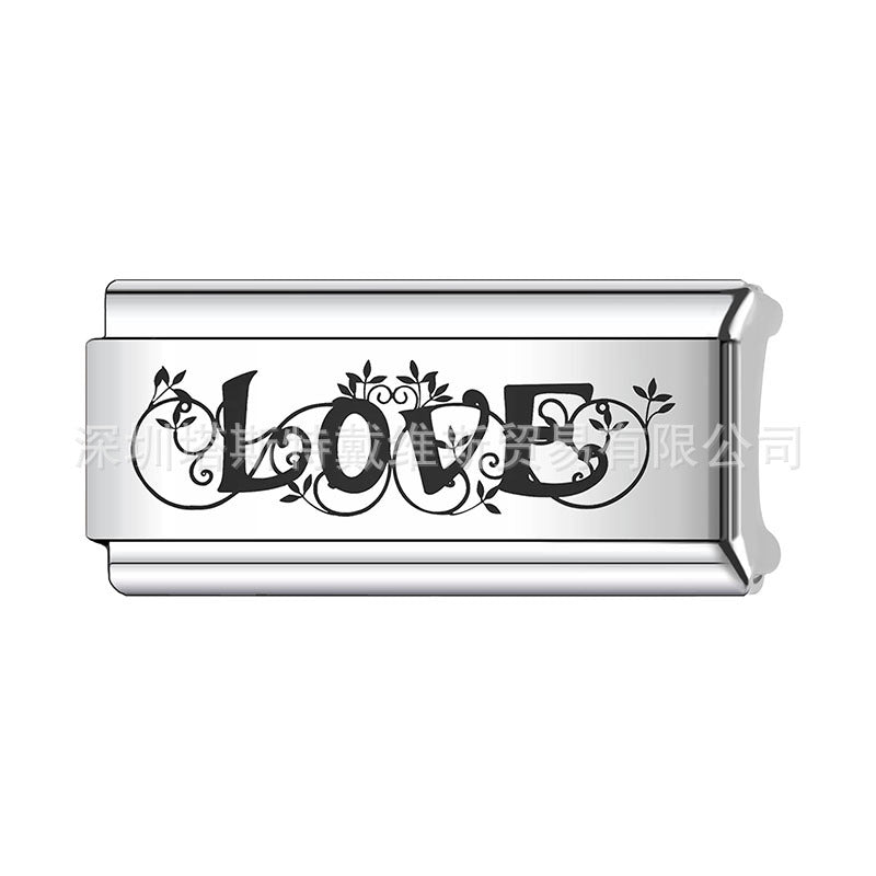 Wholesale   Italian Charm Bracelet 9mm DIY Home Laser Engraving Long Series Creative Stainless Steel Composable Bracelet