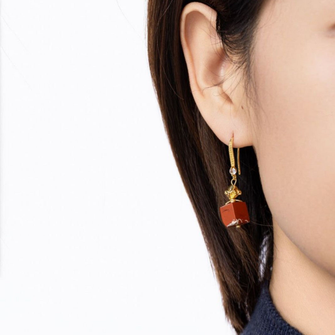 Wholesale  Red Square Chinese Earrings