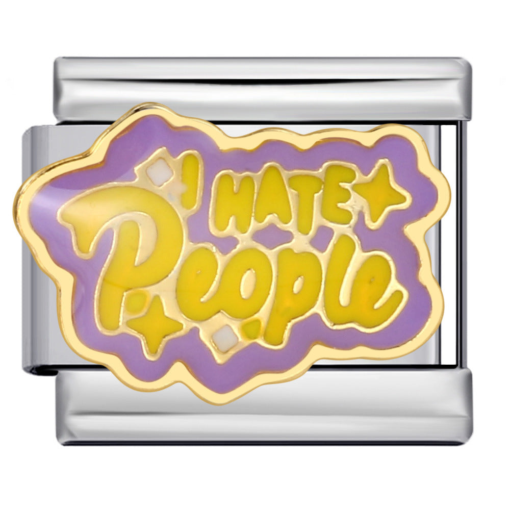 Wholesale Italian Module Bracelet Titanium Steel Welding Oil Dropping DIY Charms