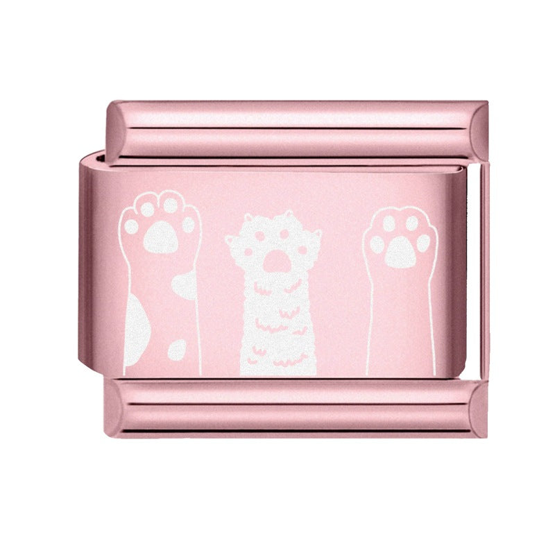 Wholesale Italian Charm Bracelet 9mm DIY Splicing Rose Pastel Stainless Steel Composable Bracelet