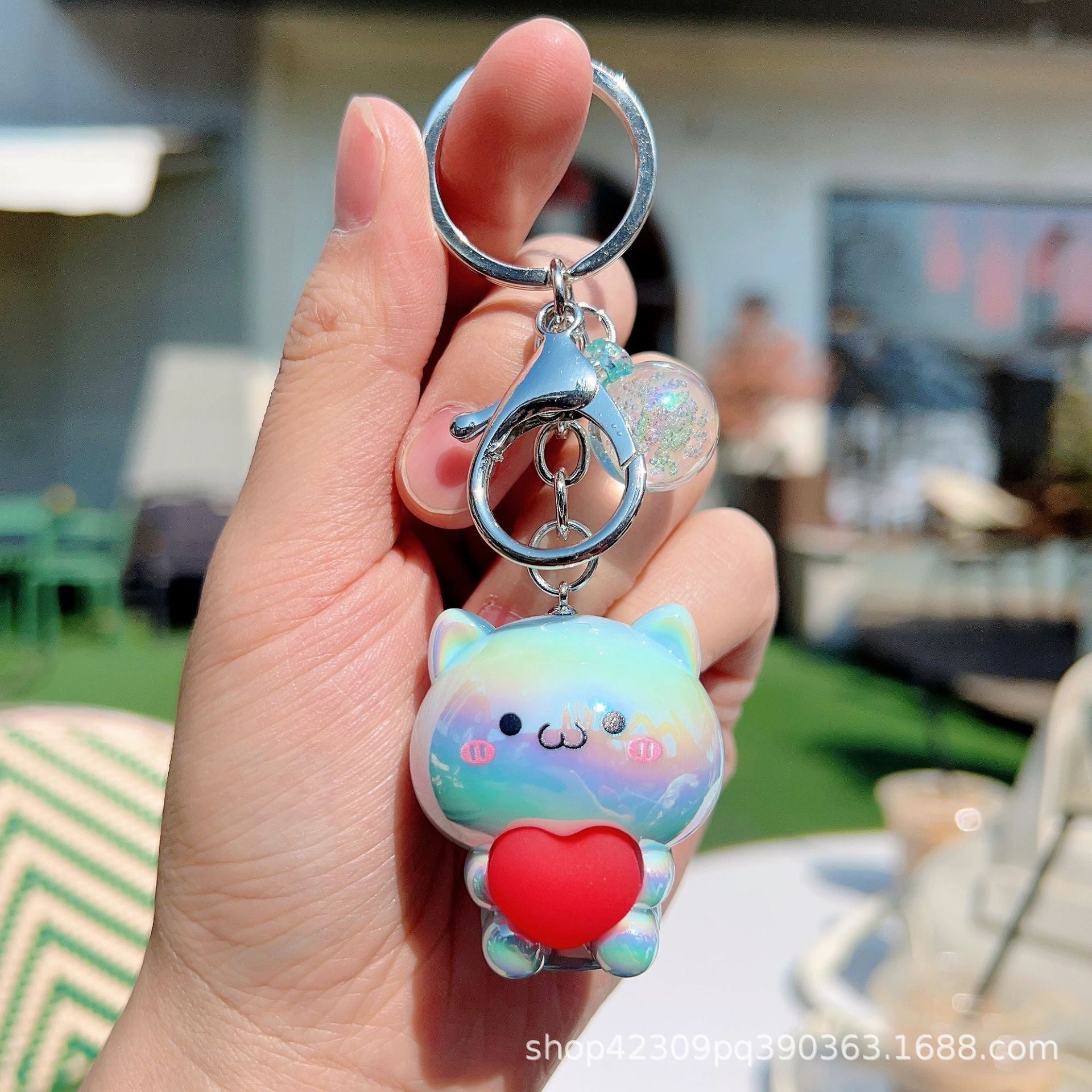 Wholesale Creative Keychain Cartoon Acrylic Care Bear Colorful Electroplating Keychain ACC-KC-WenChuan002
