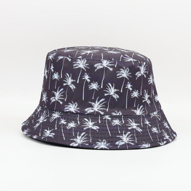 Wholesale  Coconut Tree Double-sided Fisherman Hat Bucket Hat
