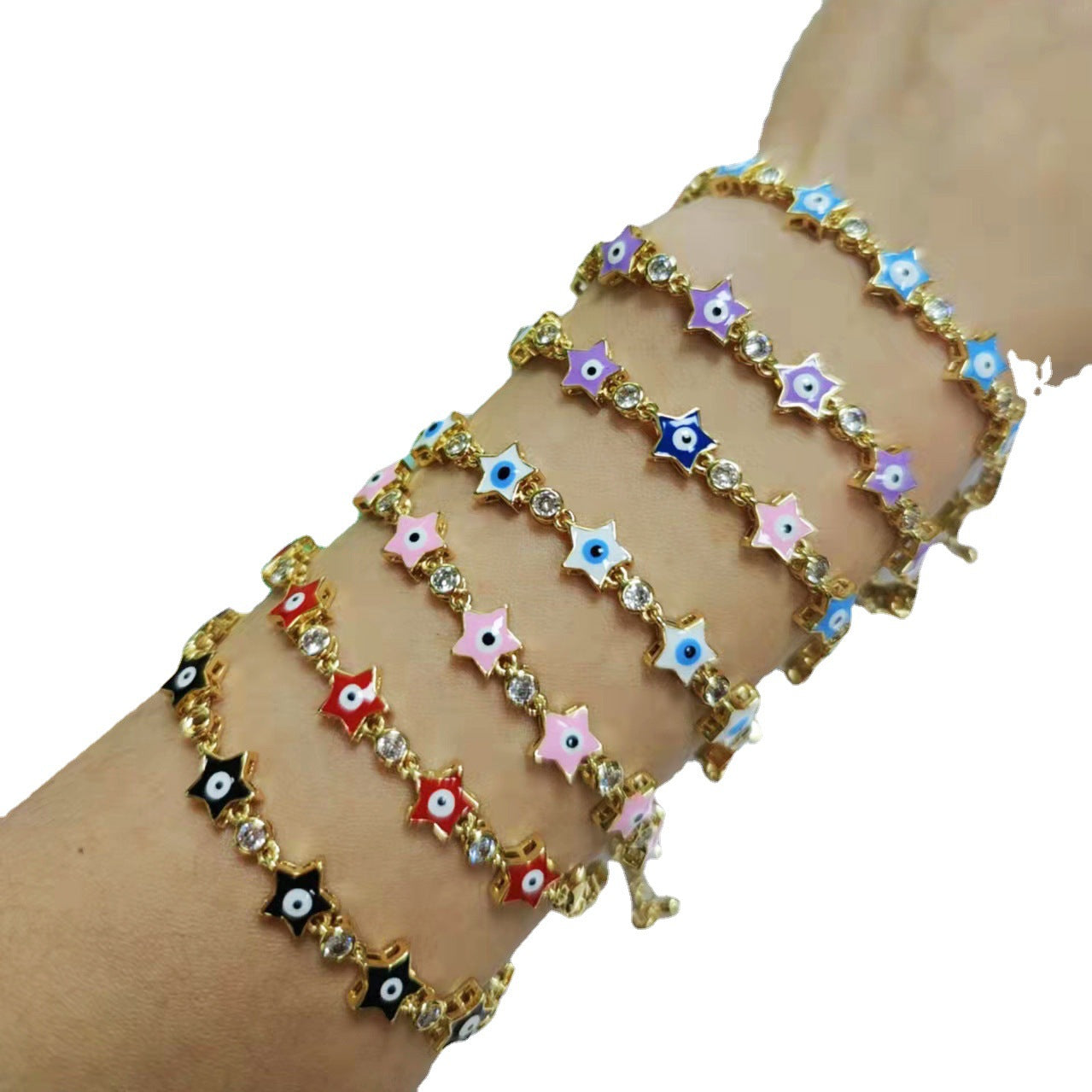 Wholesale Devil's Eye Bracelet Color Drop Oil Eye Star Zircon Bracelet