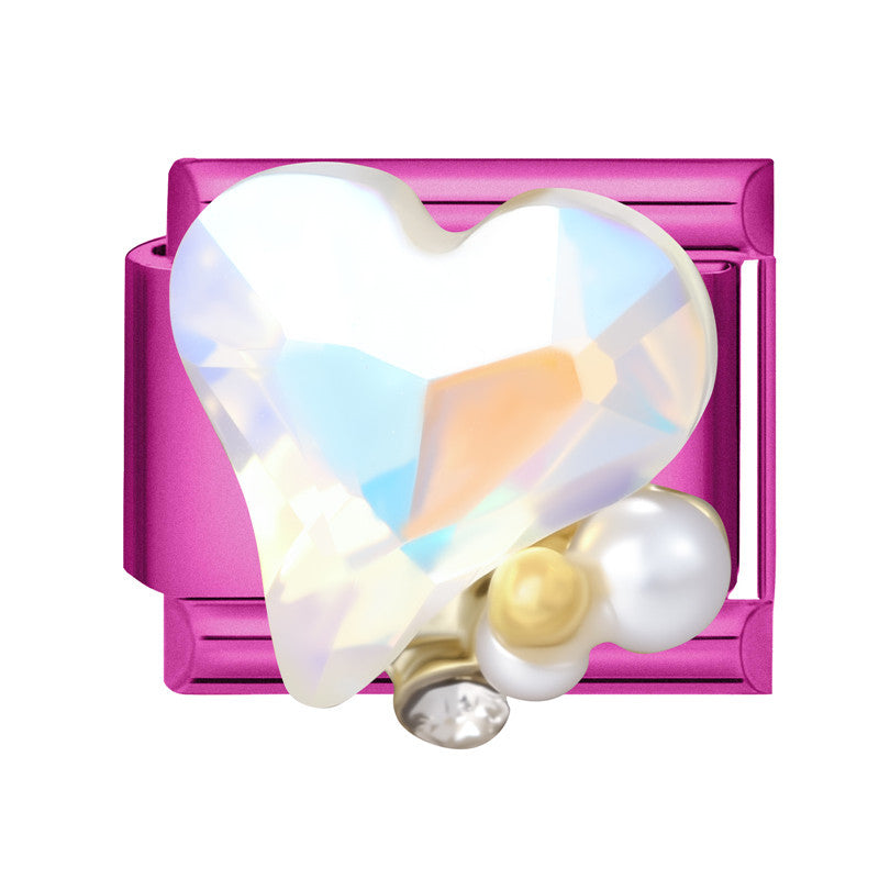 Wholesale DIY Bracelet Accessory Set Pink Crystal Flower Heart Pearl for Jewelry Making Craft Supply