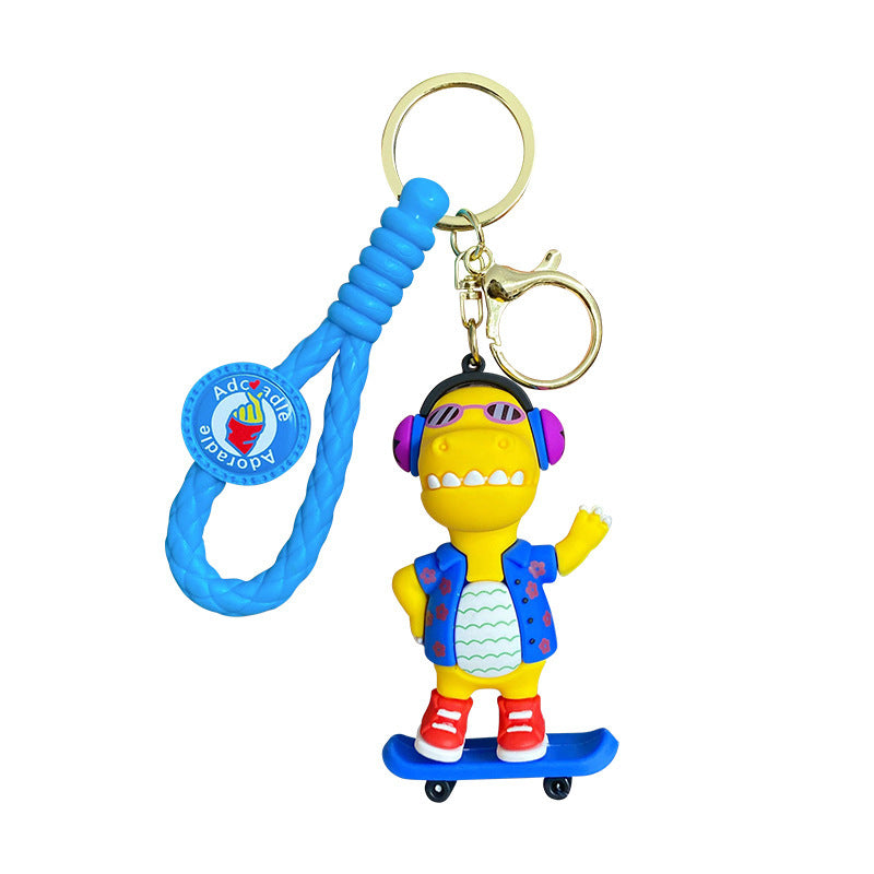 Wholesale Cartoon DJ Little Dinosaur Doll PVC Keychain Cute Keychain ACC-KC-ErLu010