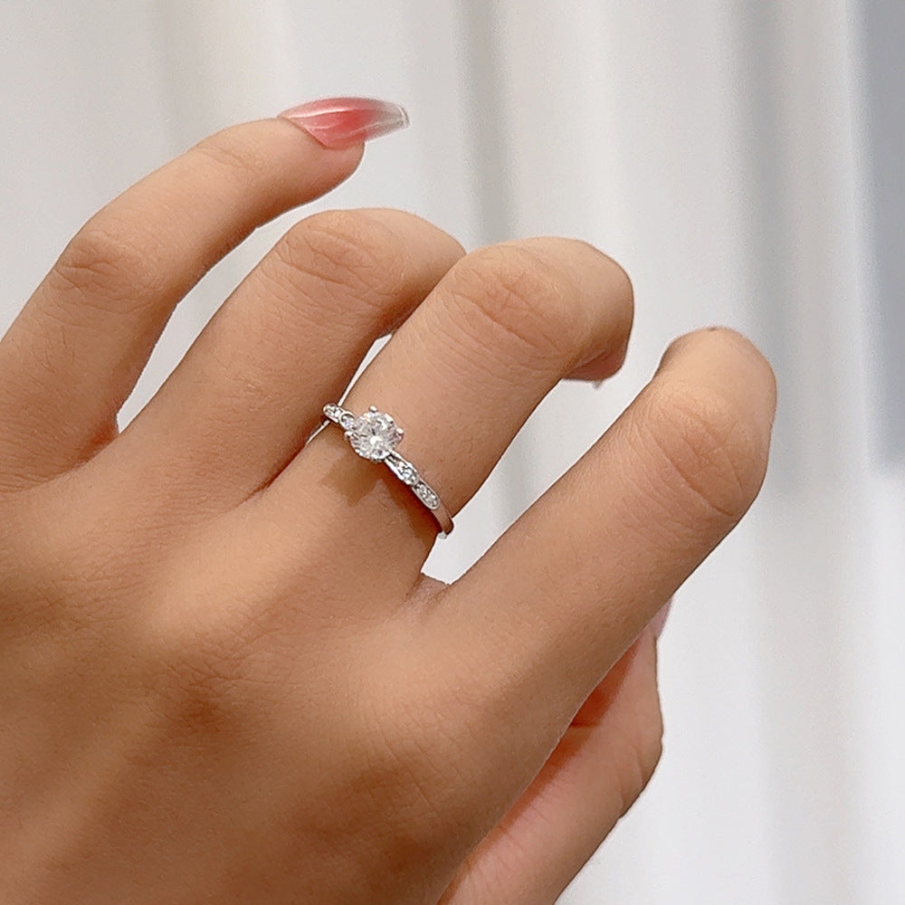 Wholesale 925 Sterling Silver 5mmD Color Mosan Diamond Petal Ring