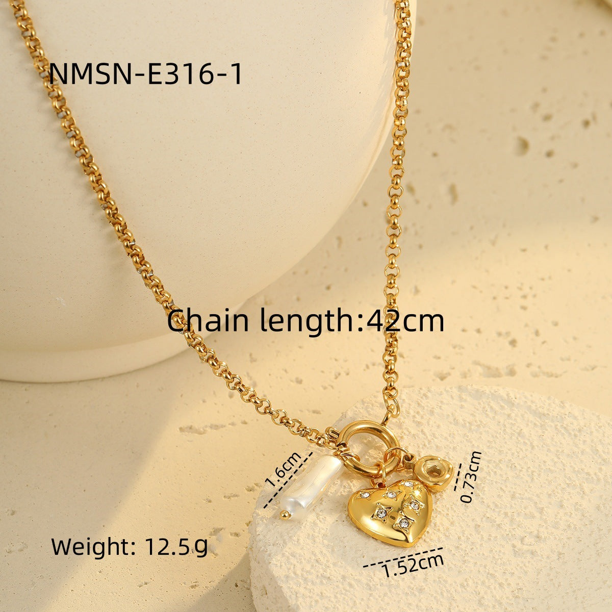 Wholesale Diamond Love Pendant Necklace Light Luxury Stainless Steel Bracelet