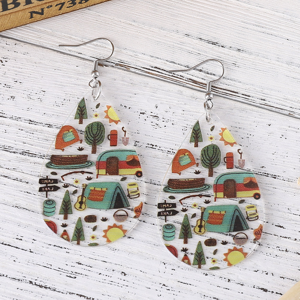 Wholesale Bonfire Party Transparent Acrylic Water Drop Earrings