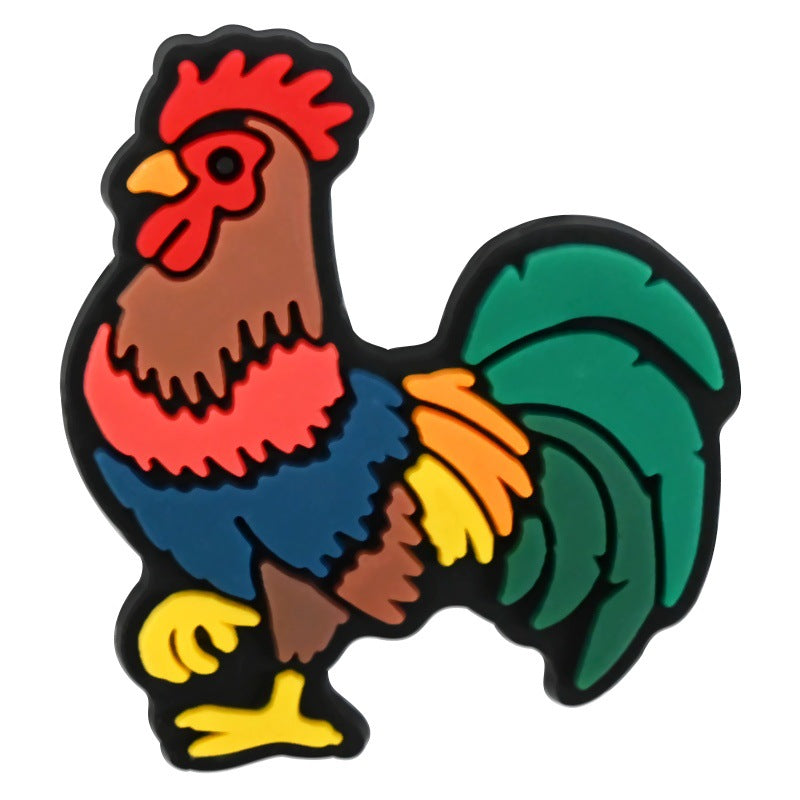 Wholesale Random 100pcs Rooster and Hen   PVC Soft Rubber Shoe Buckle Decoration