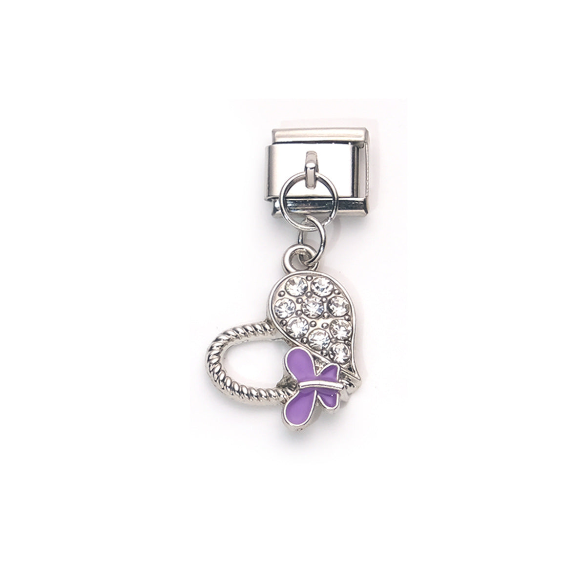 Wholesale 10pcs Italian Charm Bracelet 9mm DIY Splicing Heart Butterfly Pendant Stainless Steel Composable Bracelet