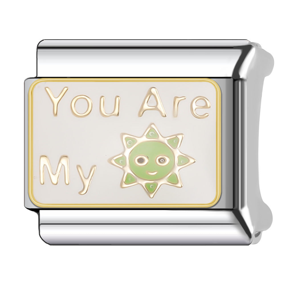 Wholesale Italian Charm Bracelet 9mm DIY Splicing English Series Stainless Steel Composable Bracelet