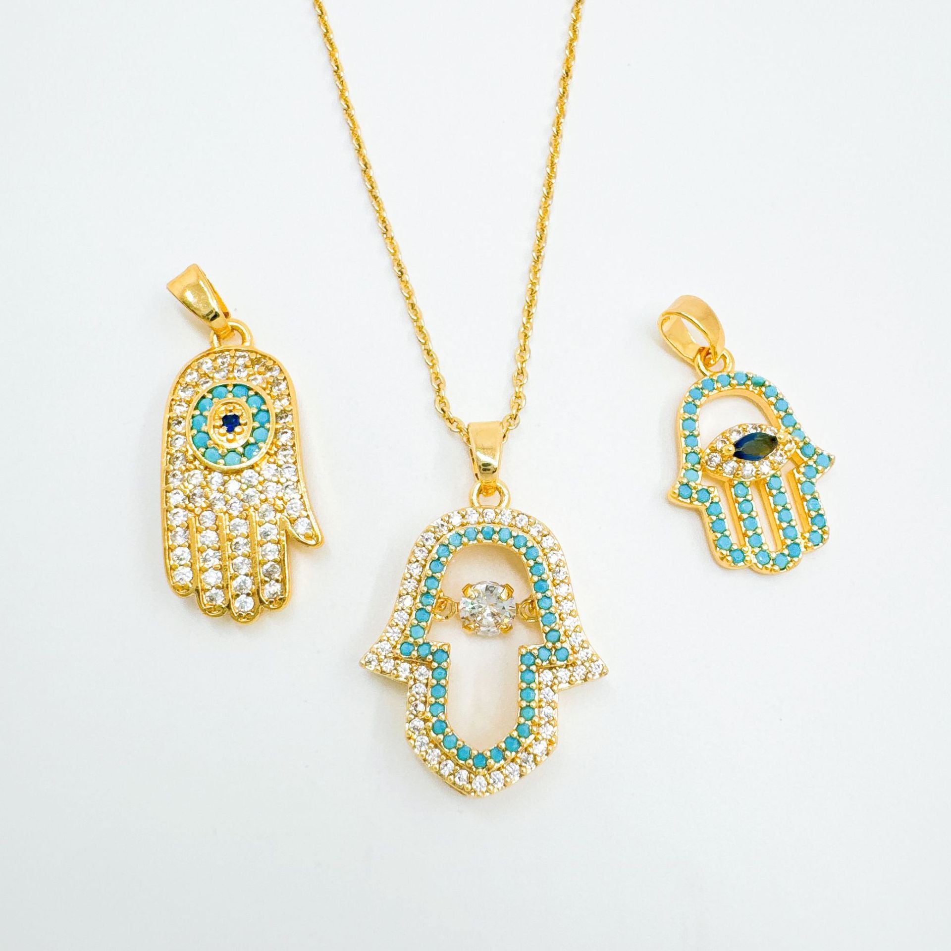 Wholesale Evil Eye Pendant Necklace Gold Plated Zircon Sweet-Cool Style Fashion Accessory
