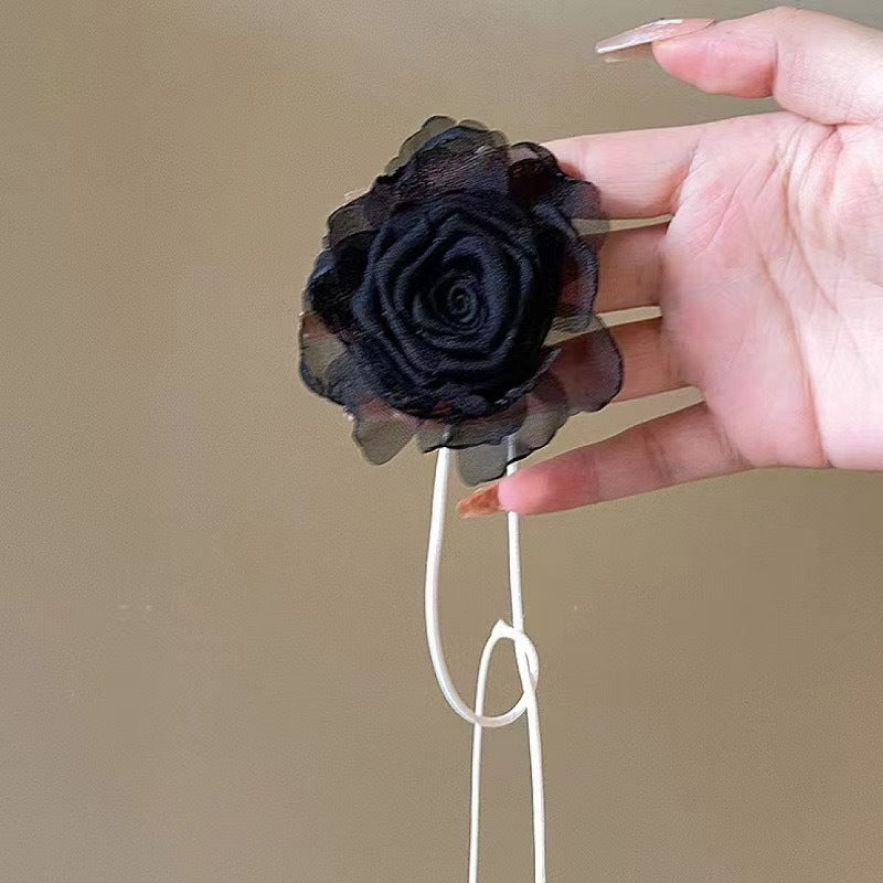Wholesale Handmade Fabric Flower Choker Necklace With Wax Rope Trendy Jewelry Accessory For Women Gift