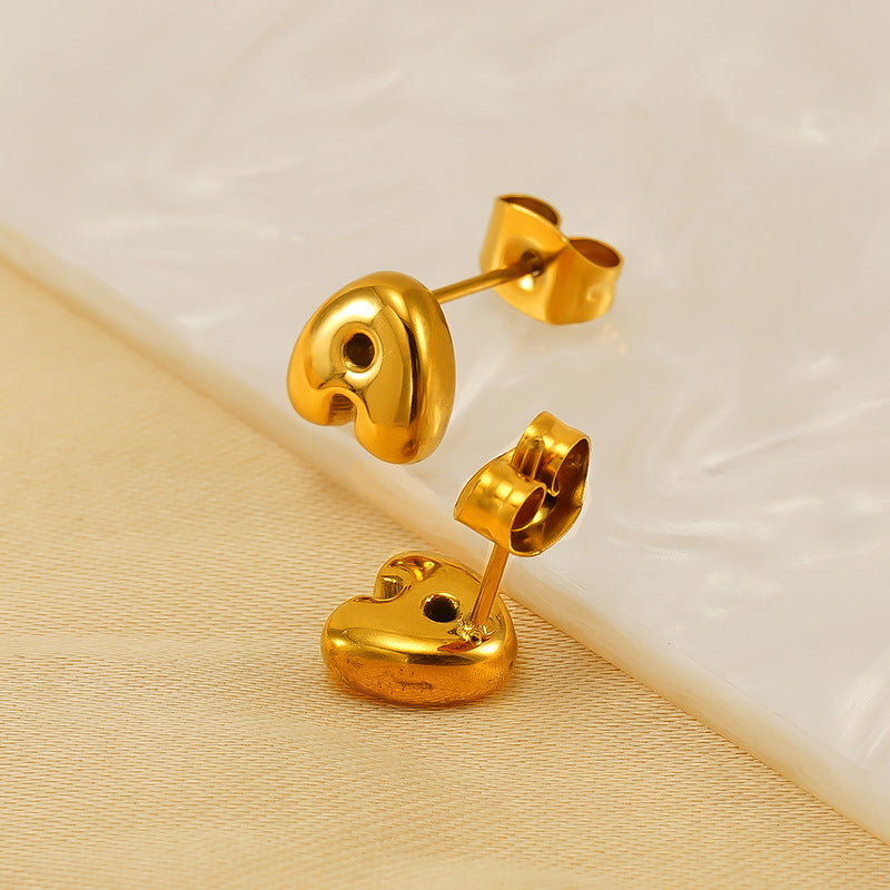 Wholesale 26 Letter Earrings Plated with 18K Gold Mini Letter Earrings Stainless Steel Earrings ACC-ES-ZhongYao008