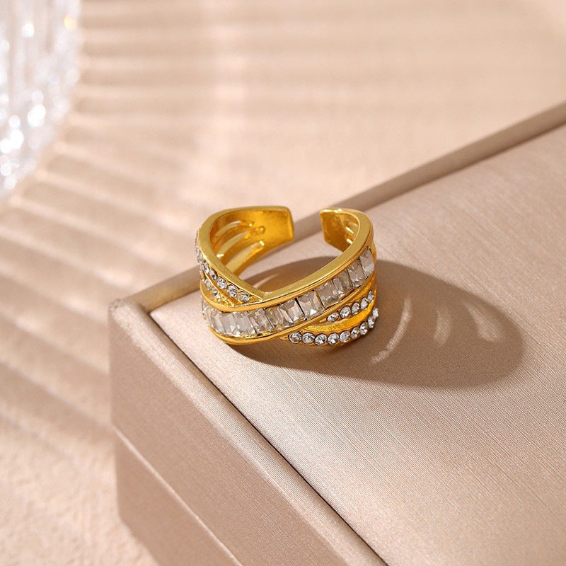 Wholesale Diamond-encrusted Zircon Cross Opening Ring