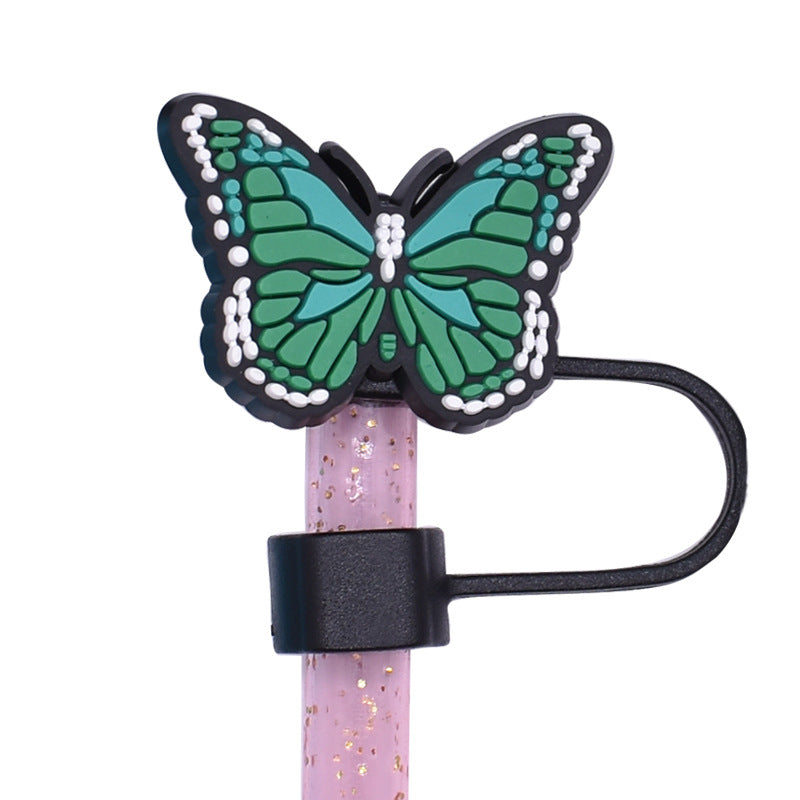 Wholesale Random 100pcs Butterfly Series PVC Soft Straw Tube Cap